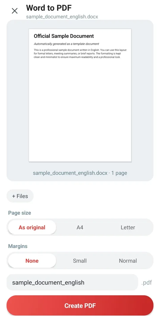צילום מסך: המרה ל-PDF